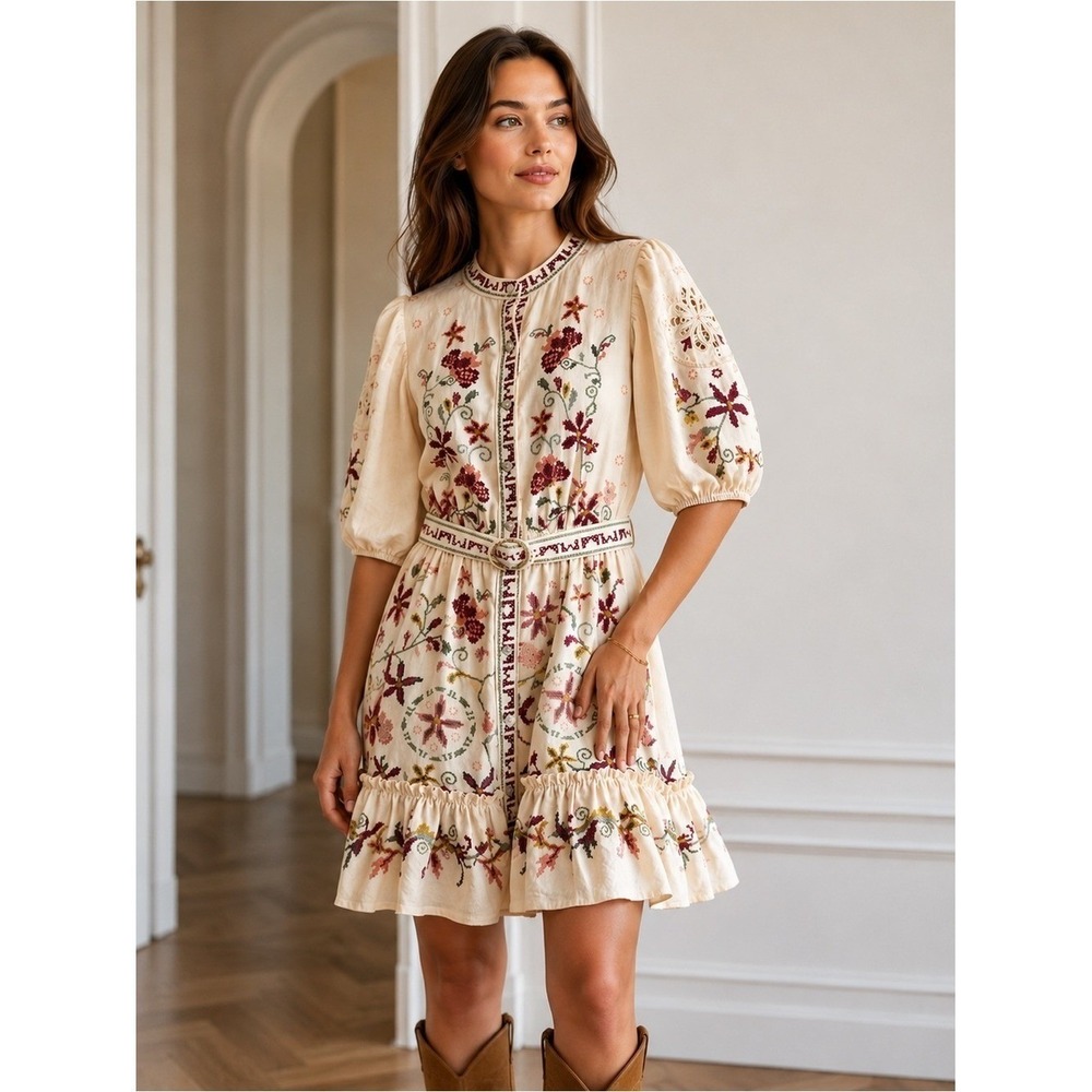 Tuckernuck Caroline Constas embroidered floral mini NWT size Large